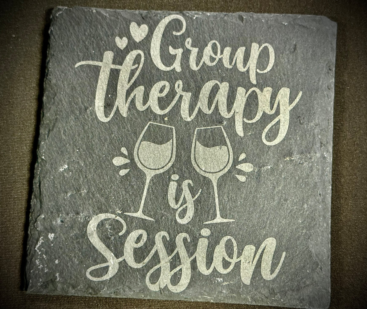 Group Therapy Session Slate Coaster – Engraved Stone Art