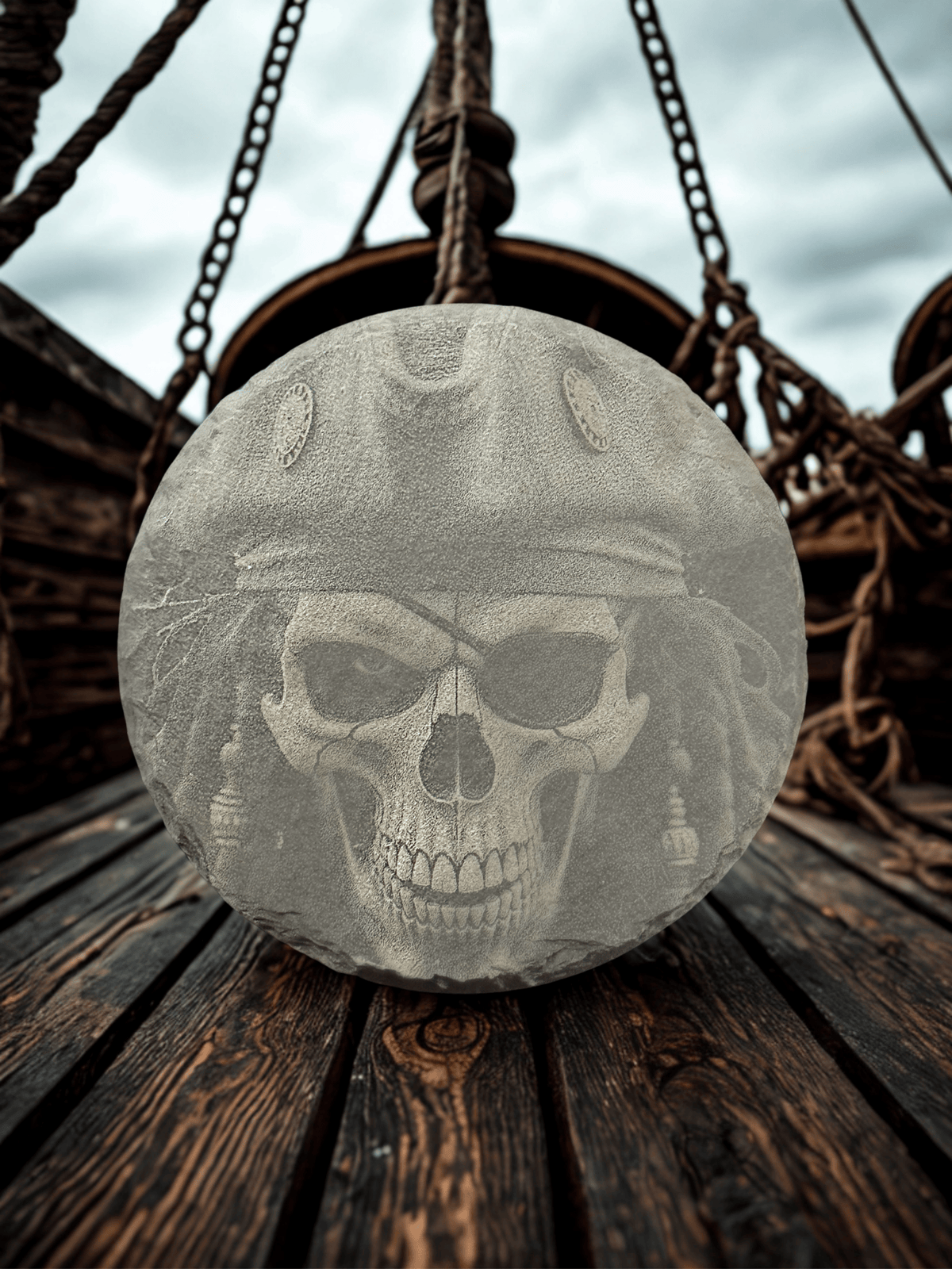 Pirate Captain Skull Slate Coaster – Dead Men Drink No Tales