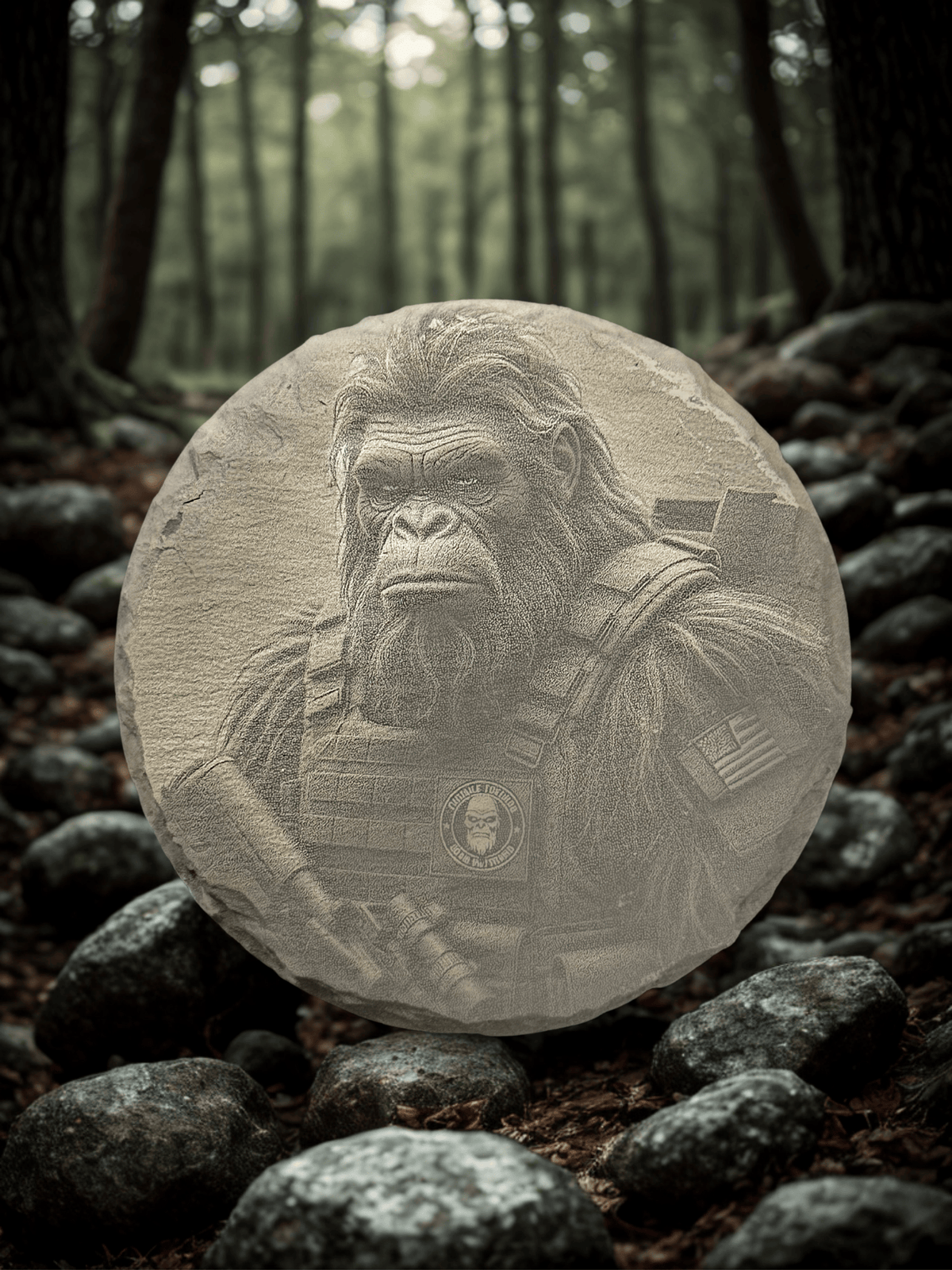 Biggie the Tactical Sasquatch Slate Coaster – Cryptid Operator Edition
