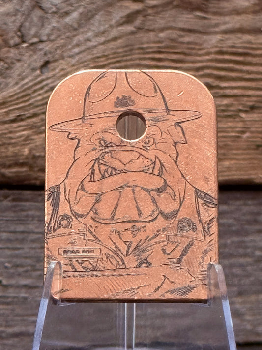 Custom Engraved Copper Glock 9mm/.40 Cal Road Dog Base Plate – Trooper Tough