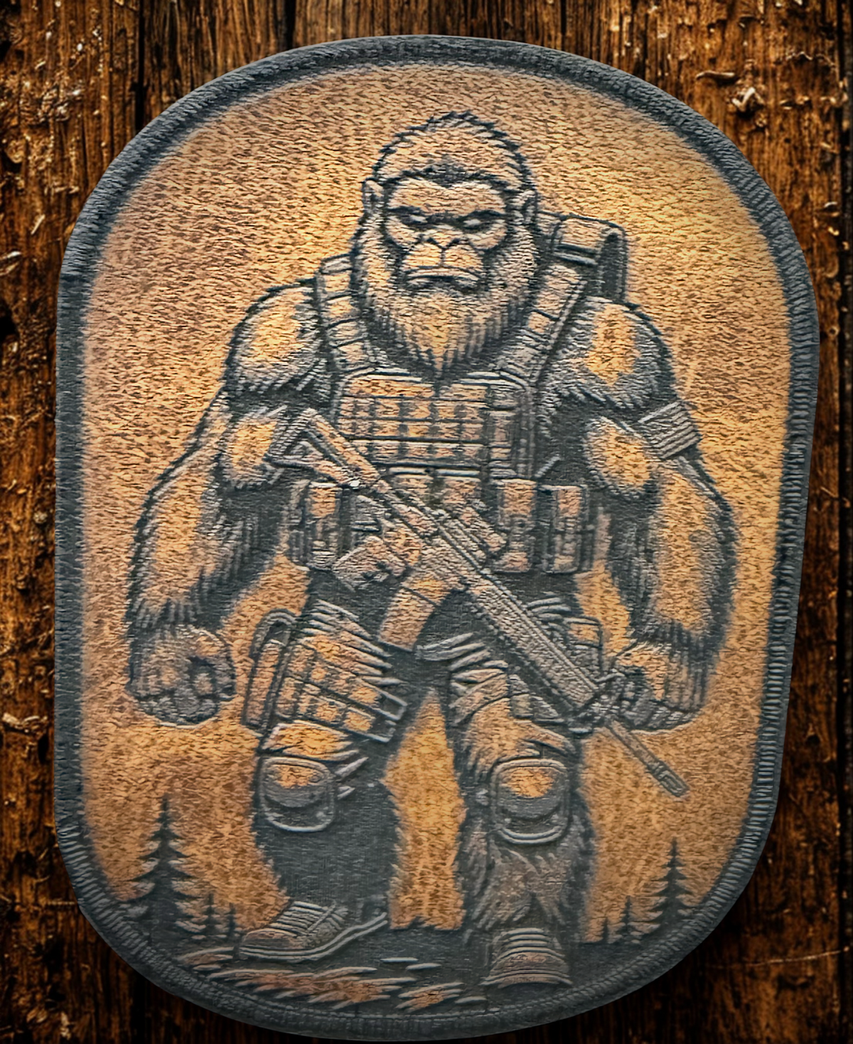 Tactical Sasquatch Leatherette Morale Patch – Velcro-Backed Mythic Operator
