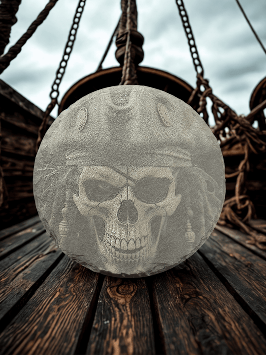 Pirate Captain Skull Slate Coaster – Dead Men Drink No Tales